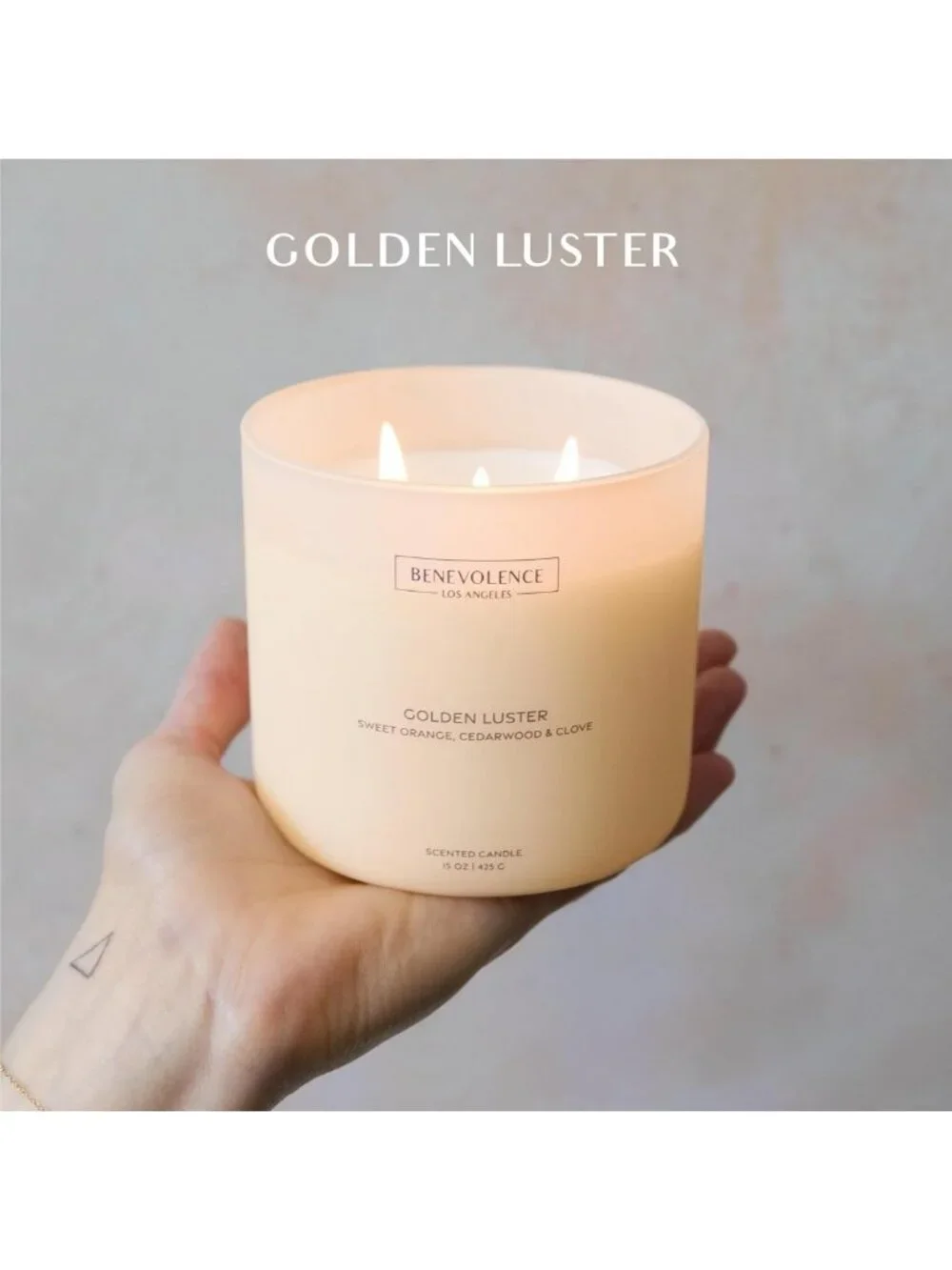 Large 3-Wick Scented Candle - Orange, Cedarwood & Clove | 15oz, 50-Hour Burn